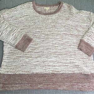 Cupio Women’s 3X Sweater Pink & White Chunky Knit NWT